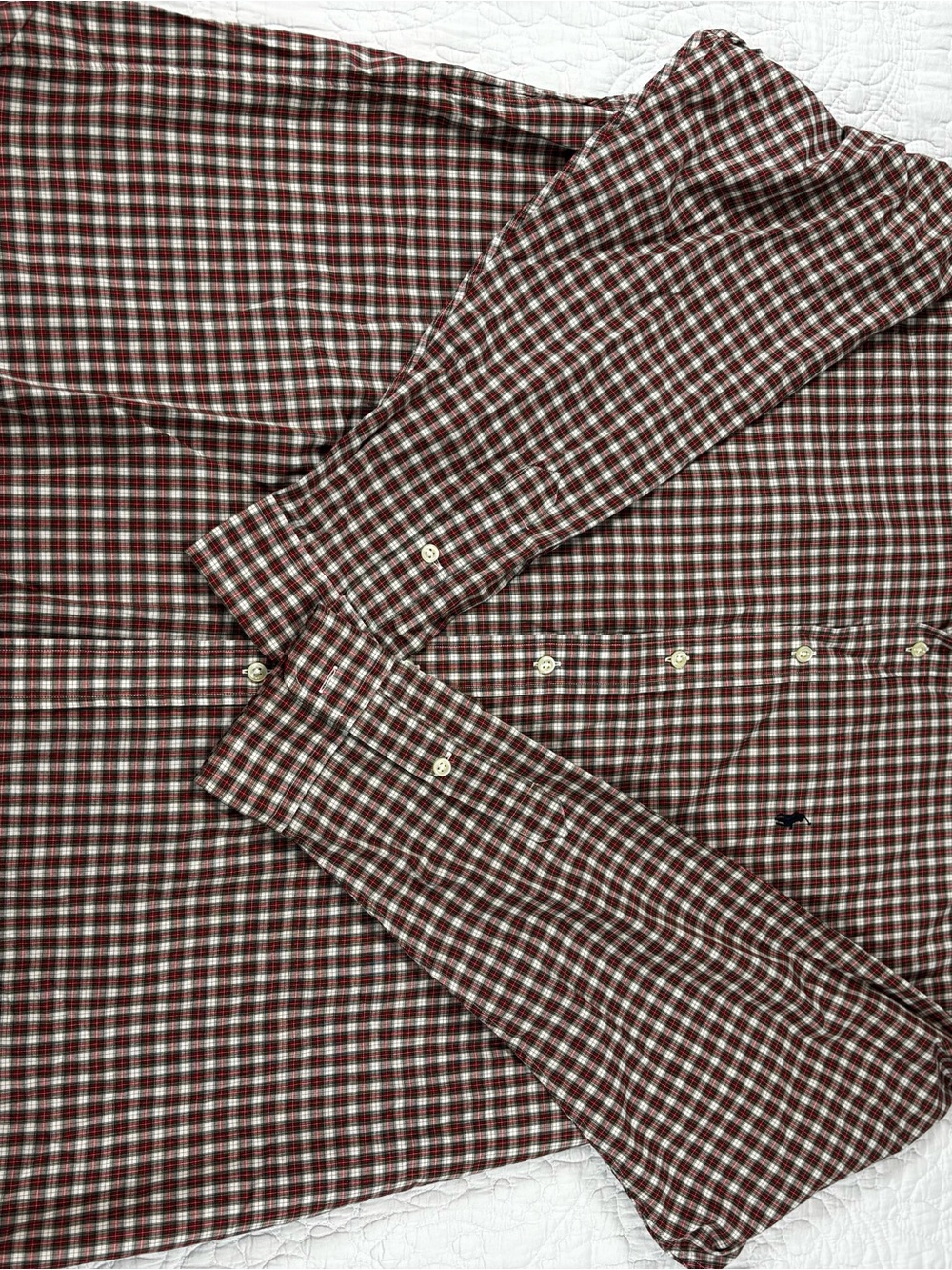 Ralph Lauren Burgundy and White Plaid Button-Down Shirt